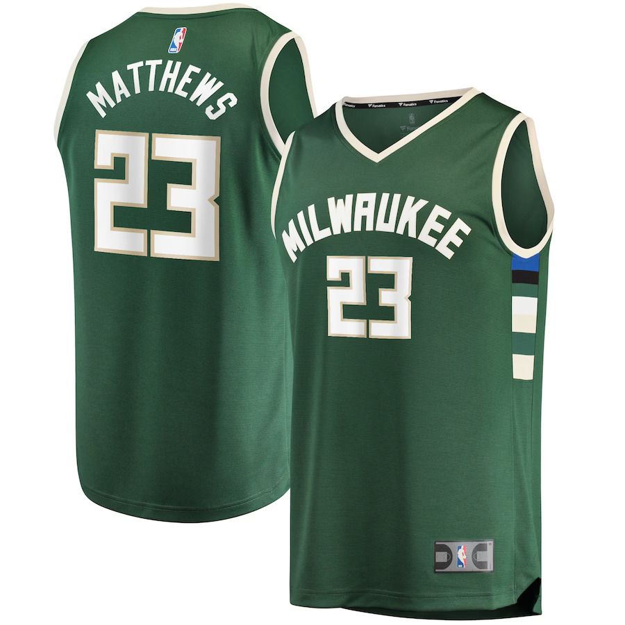 Men Milwaukee Bucks 23 Wesley Matthews Fanatics Branded Hunter Green Fast Break Replica NBA Jersey
